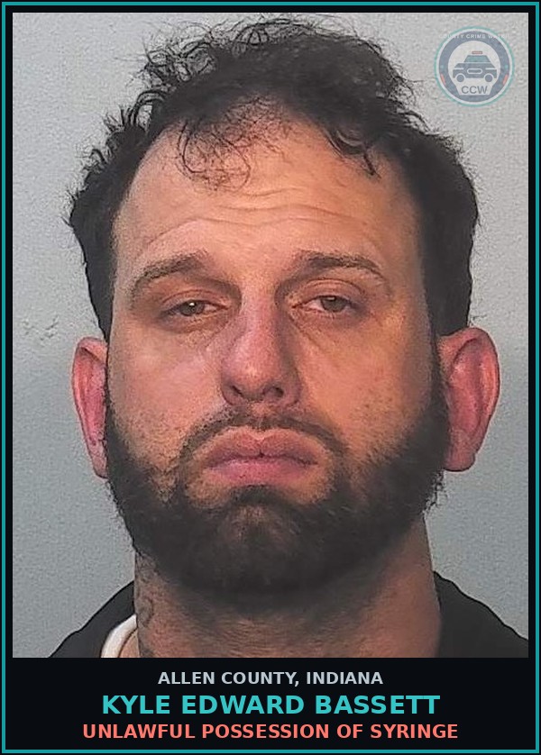 Booking mugshot of Kyle Edward Bassett in Allen County