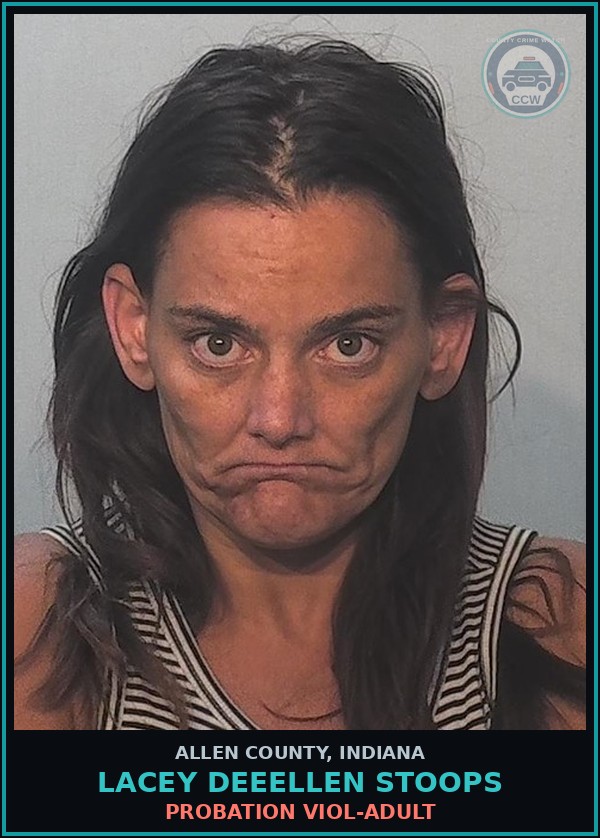 Booking mugshot of Lacey Deeellen Stoops in Allen County