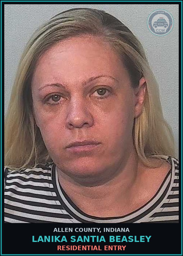 Booking mugshot of Lanika Santia Beasley in Allen County