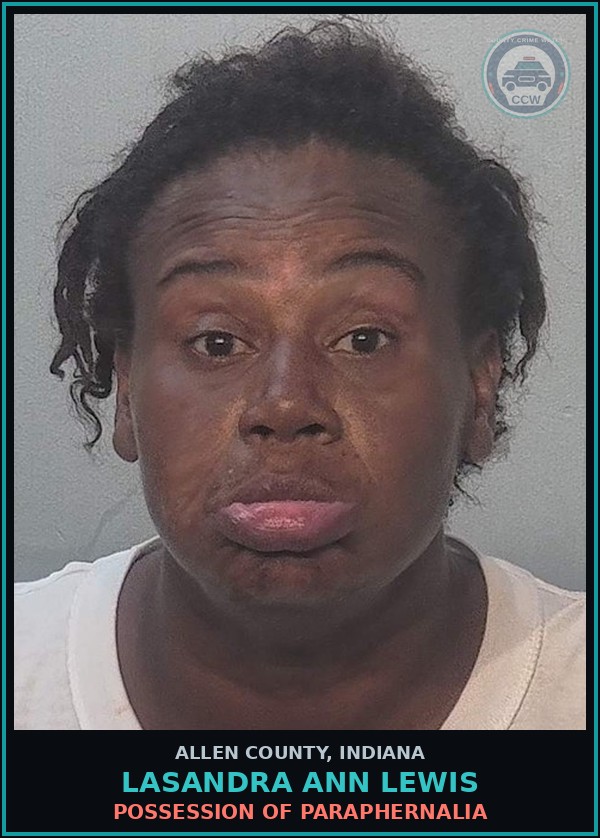 Booking mugshot of Lasandra Ann Lewis in Allen County