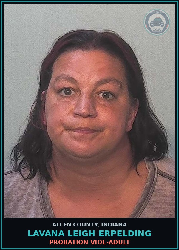 Booking mugshot of Lavana Leigh Erpelding in Allen County