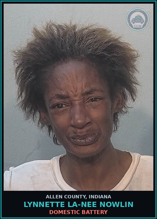 Booking mugshot of Lynnette La-Nee Nowlin in Allen County