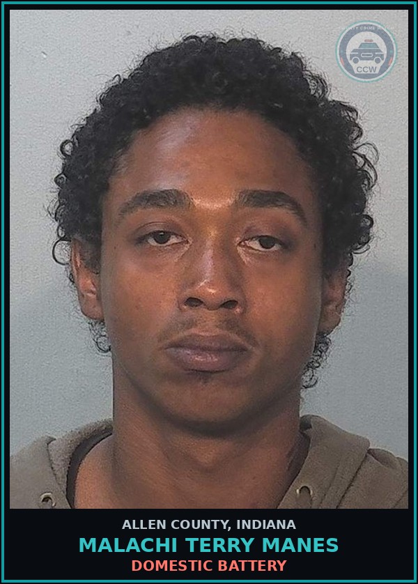 Booking mugshot of Malachi Terry Manes in Allen County