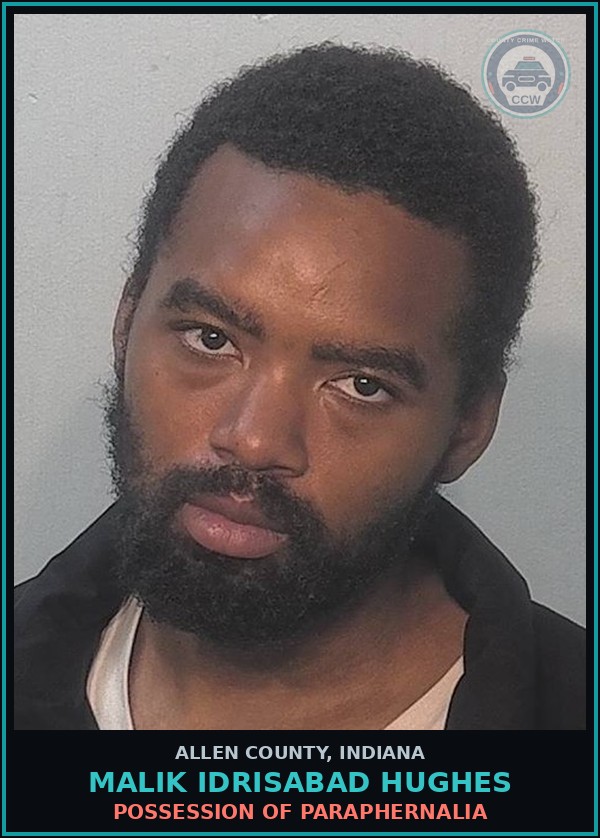 Booking mugshot of Malik Idrisabad Hughes in Allen County