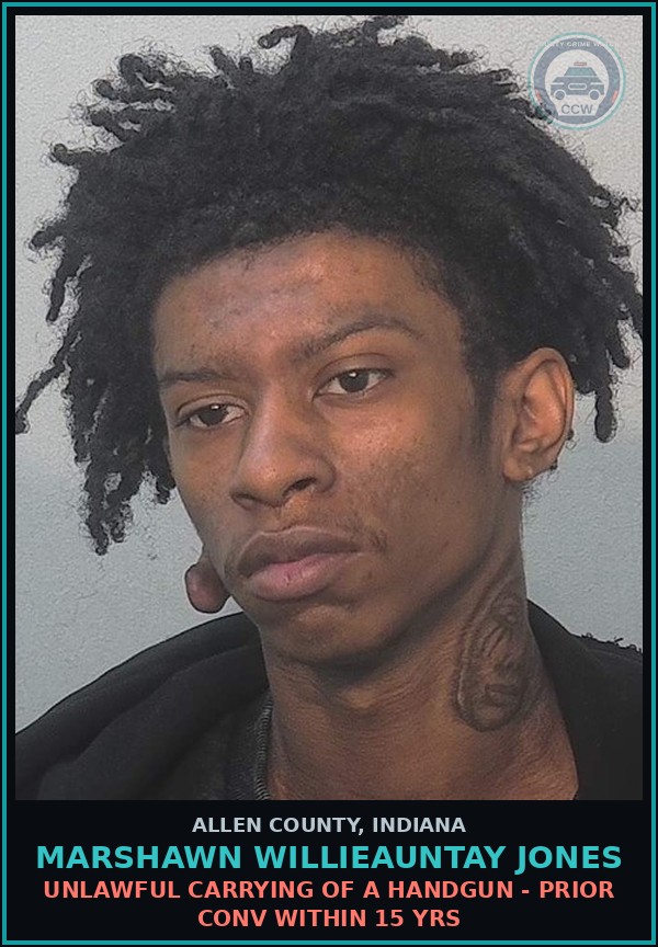 Booking mugshot of Marshawn Willieauntay Jones in Allen County