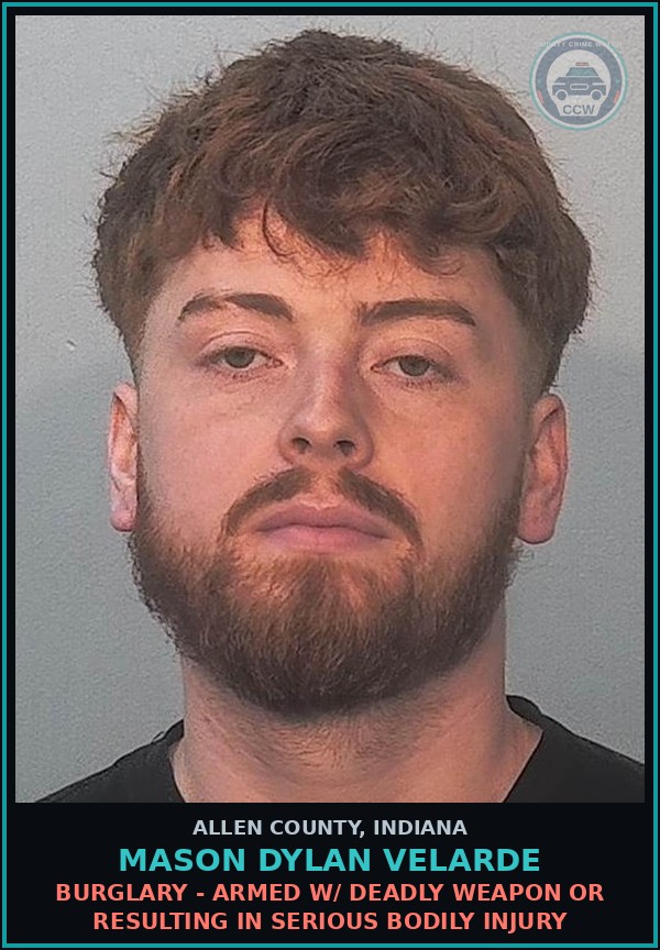 Booking mugshot of Mason Dylan Velarde in Allen County