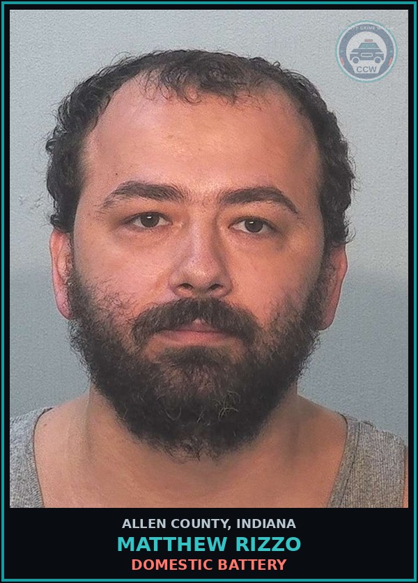 Booking mugshot of Matthew Rizzo in Allen County