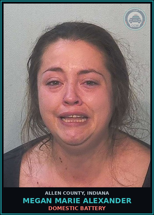 Booking mugshot of Megan Marie Alexander in Allen County