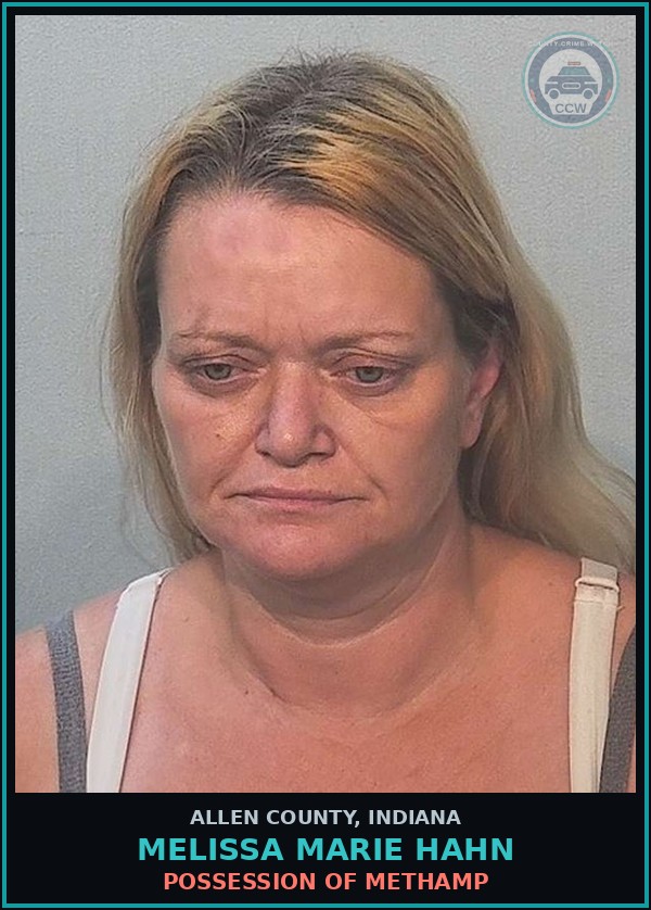Booking mugshot of Melissa Marie Hahn in Allen County