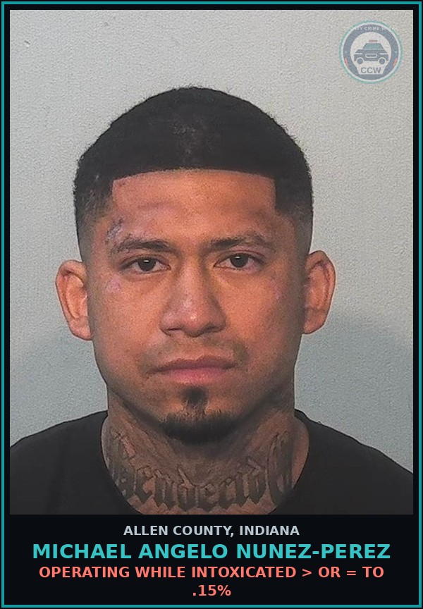 Booking mugshot of Michael Angelo Nunez-Perez in Allen County