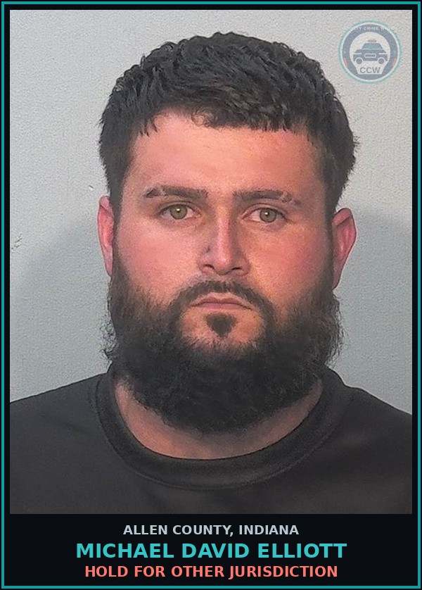 Booking mugshot of Michael David Elliott in Allen County