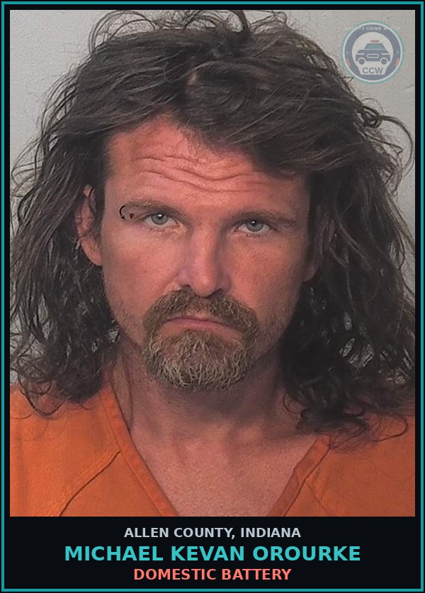 Booking mugshot of Michael Kevan Orourke in Allen County