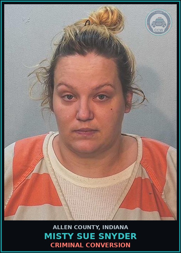 Booking mugshot of Misty Sue Snyder in Allen County