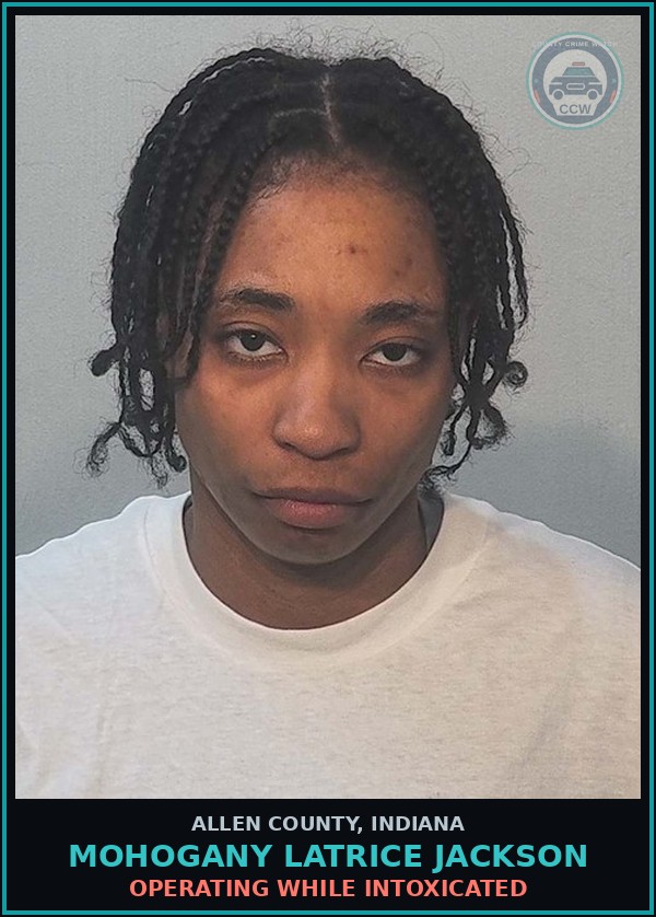 Booking mugshot of Mohogany Latrice Jackson in Allen County