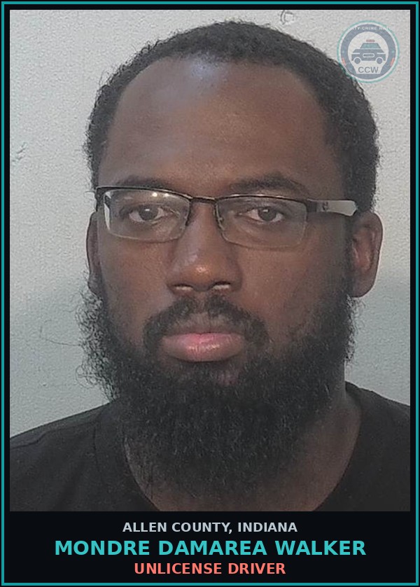 Booking mugshot of Mondre Damarea Walker in Allen County