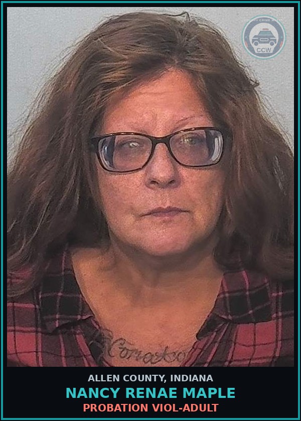 Booking mugshot of Nancy Renae Maple in Allen County