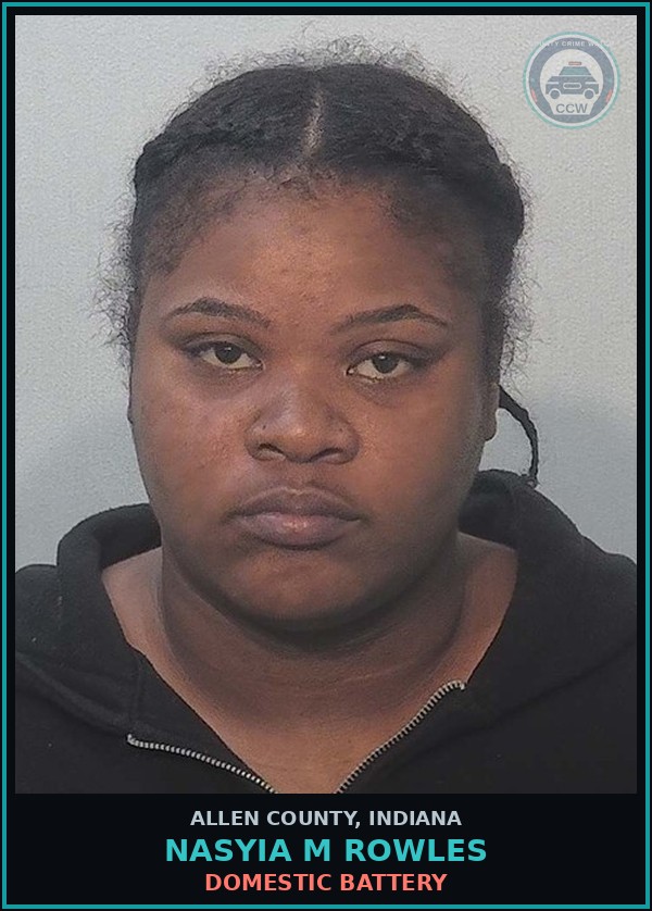 Booking mugshot of Nasyia M Rowles in Allen County