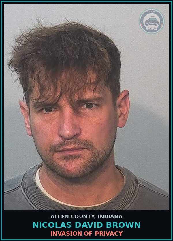 Booking mugshot of Nicolas David Brown in Allen County