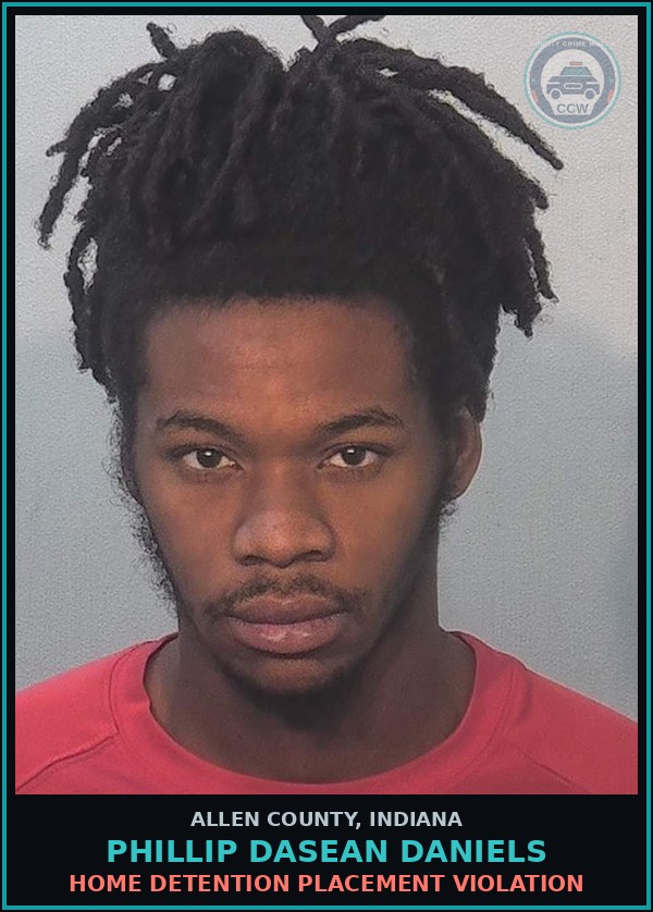 Booking mugshot of Phillip Dasean Daniels in Allen County
