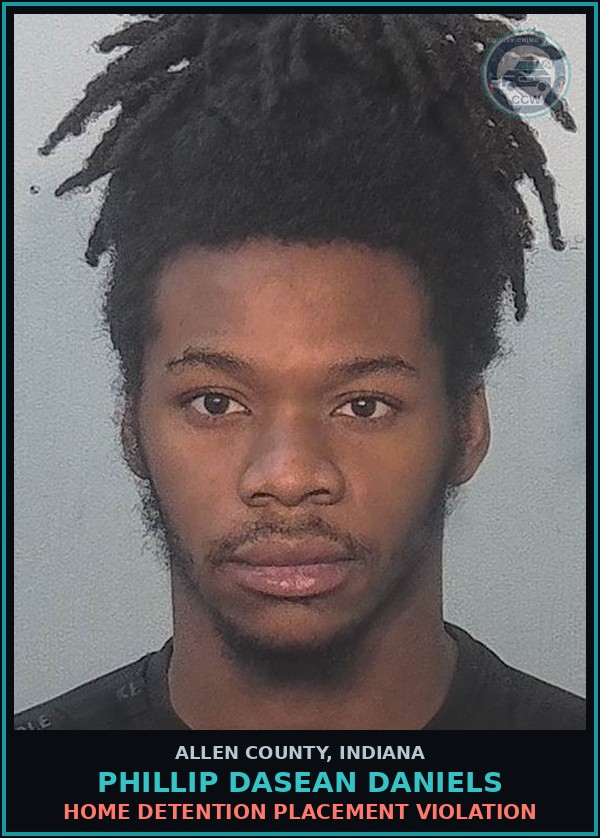 Booking mugshot of Phillip Dasean Daniels in Allen County
