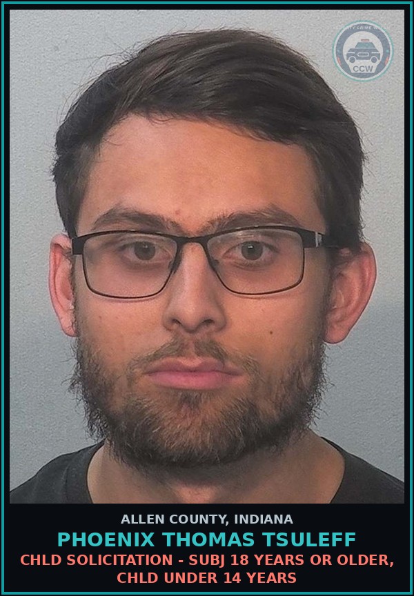 Booking mugshot of Phoenix Thomas Tsuleff in Allen County