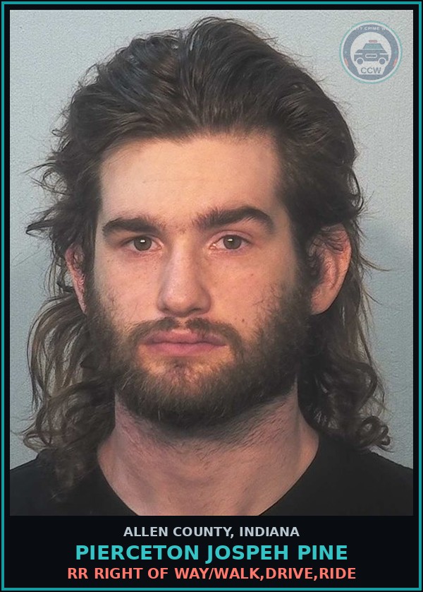 Booking mugshot of Pierceton Jospeh Pine in Allen County