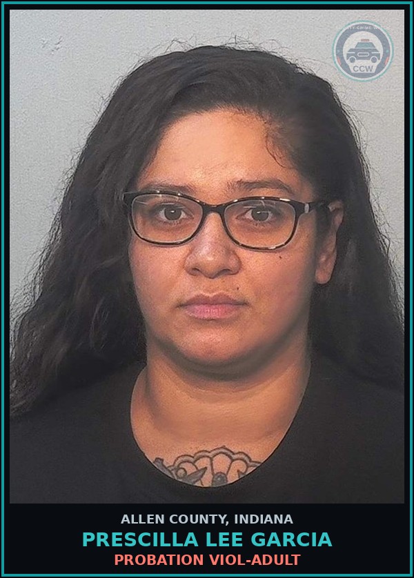 Booking mugshot of Prescilla Lee Garcia in Allen County