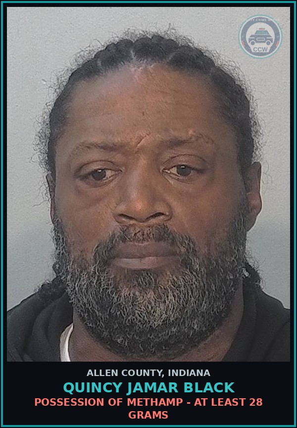 Booking mugshot of Quincy Jamar Black in Allen County