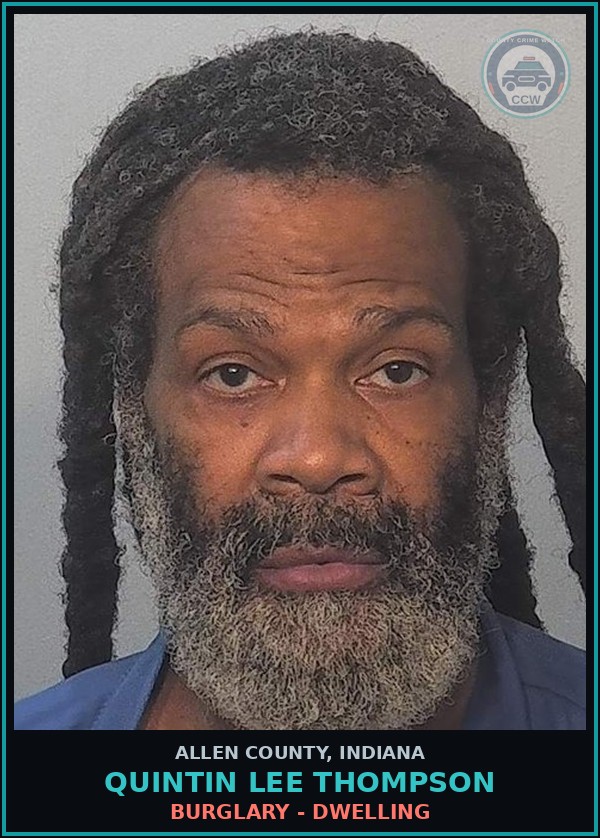 Booking mugshot of Quintin Lee Thompson in Allen County