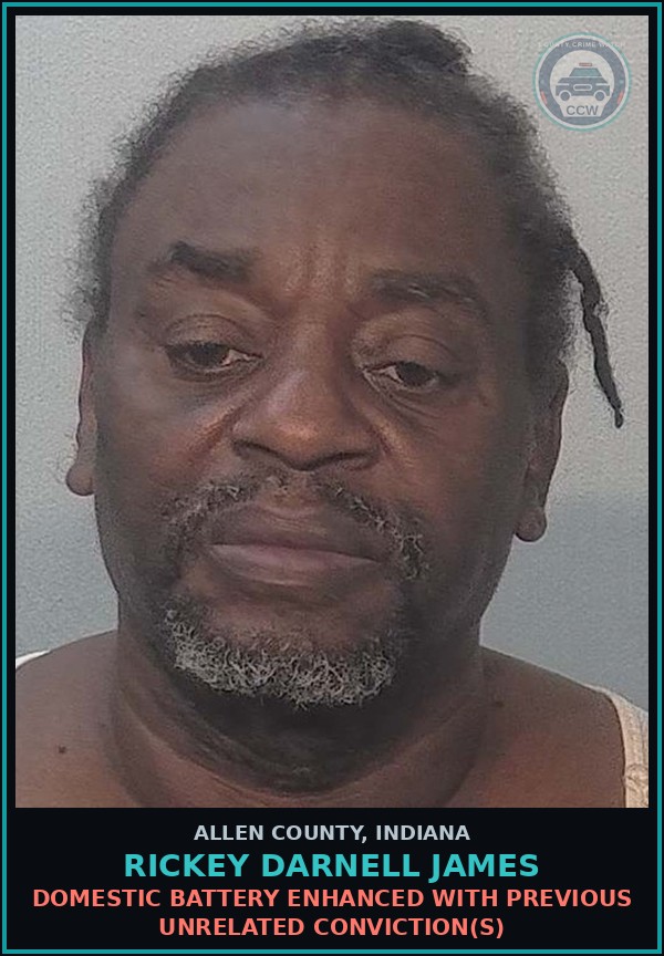 Booking mugshot of Rickey Darnell James in Allen County