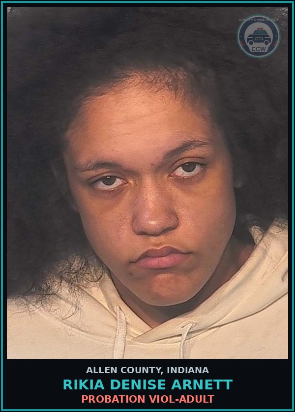 Booking mugshot of Rikia Denise Arnett in Allen County