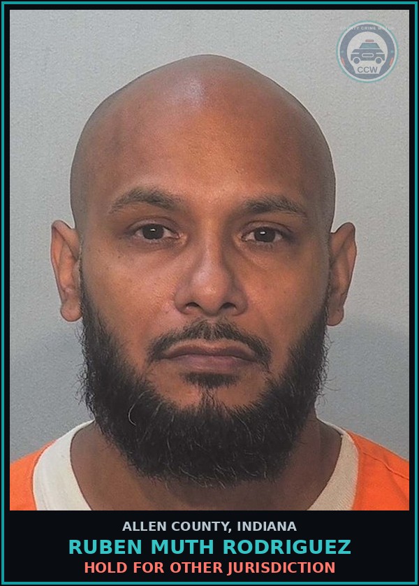 Booking mugshot of Ruben Muth Rodriguez in Allen County