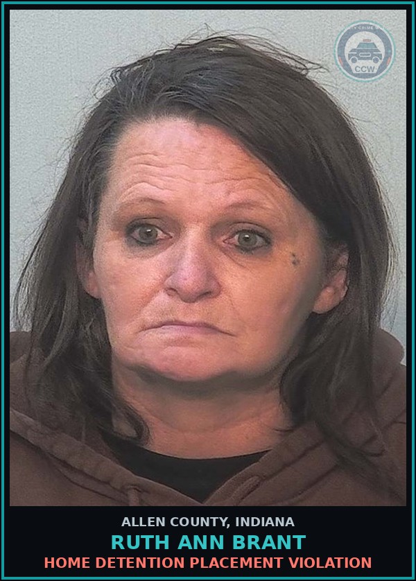 Booking mugshot of Ruth Ann Brant in Allen County