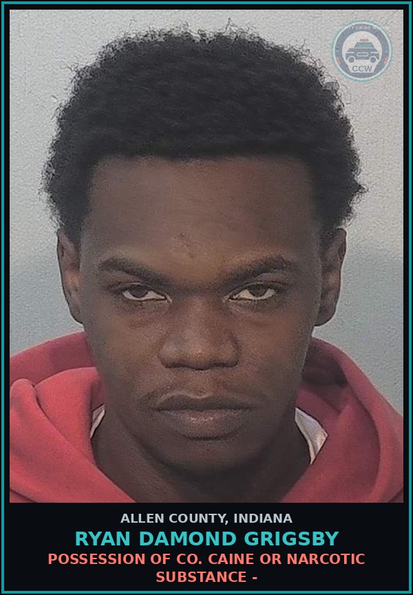 Booking mugshot of Ryan Damond Grigsby in Allen County