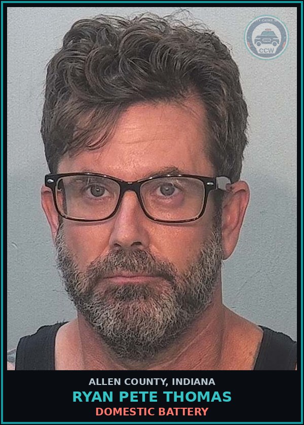 Booking mugshot of Ryan Pete Thomas in Allen County
