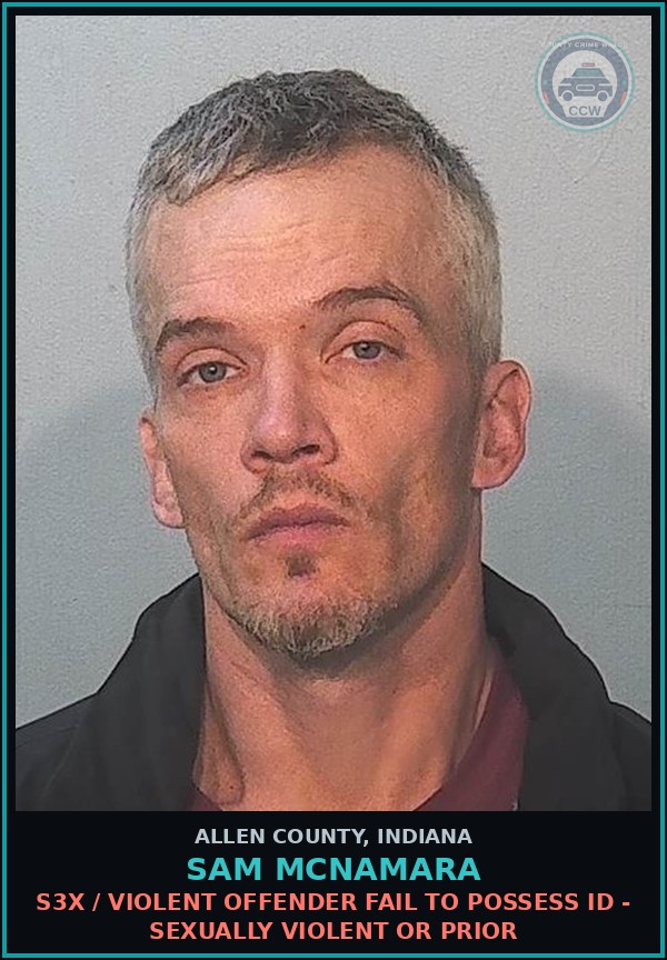 Booking mugshot of Sam Mcnamara in Allen County