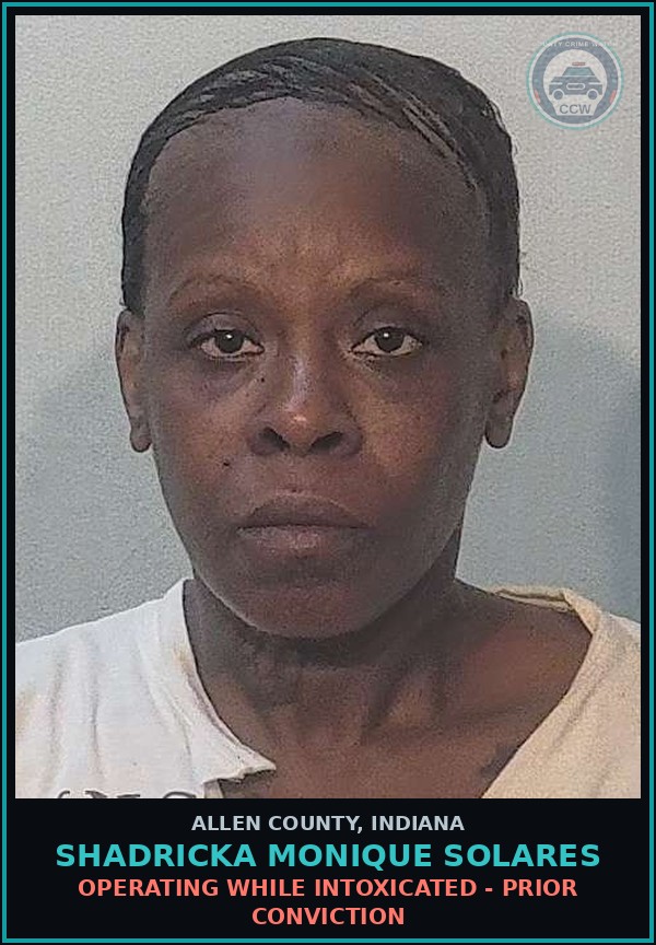 Booking mugshot of Shadricka Monique Solares in Allen County