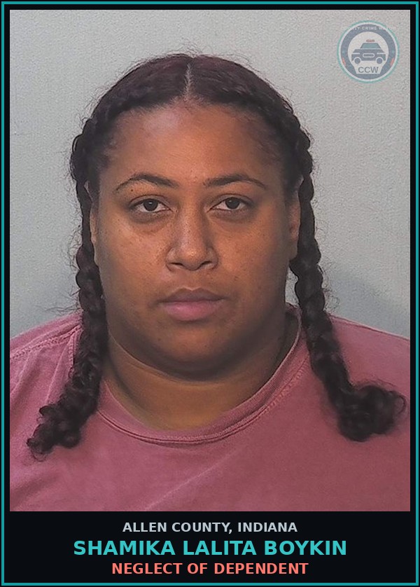 Booking mugshot of Shamika Lalita Boykin in Allen County