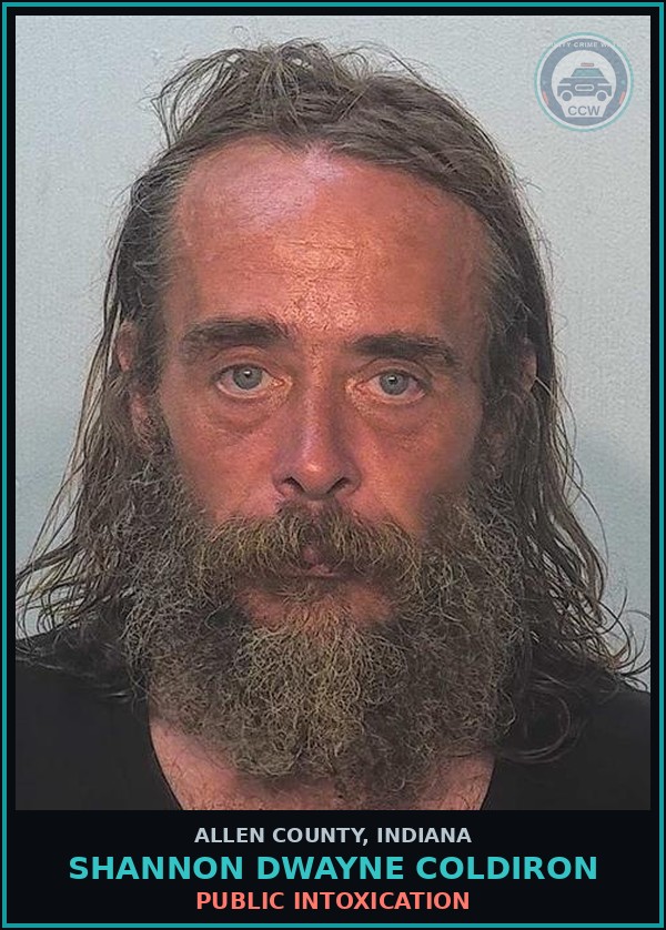 Booking mugshot of Shannon Dwayne Coldiron in Allen County