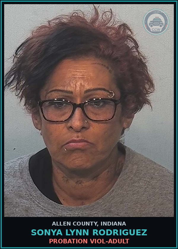 Booking mugshot of Sonya Lynn Rodriguez in Allen County