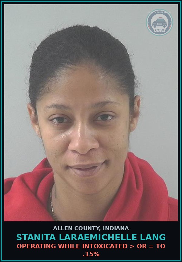 Booking mugshot of Stanita Laraemichelle Lang in Allen County