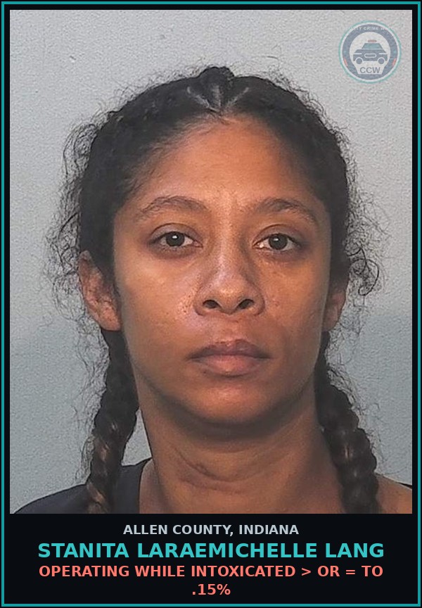 Booking mugshot of Stanita Laraemichelle Lang in Allen County