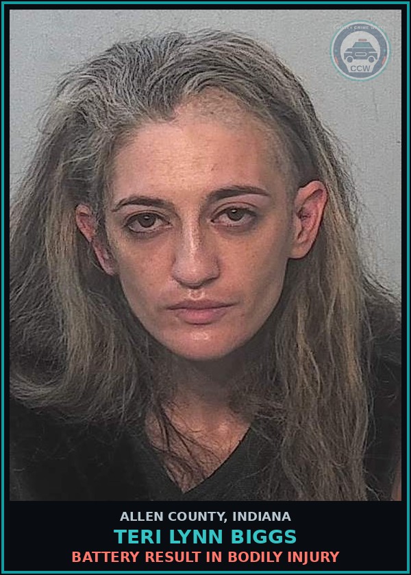 Booking mugshot of Teri Lynn Biggs in Allen County