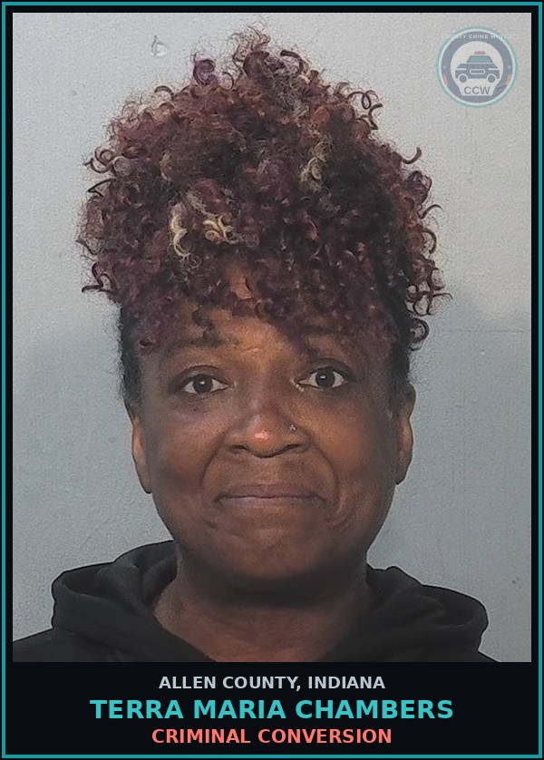 Booking mugshot of Terra Maria Chambers in Allen County