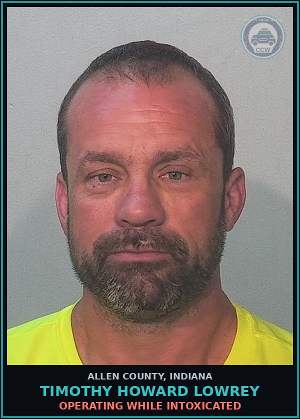 Booking mugshot of Timothy Howard Lowrey in Allen County