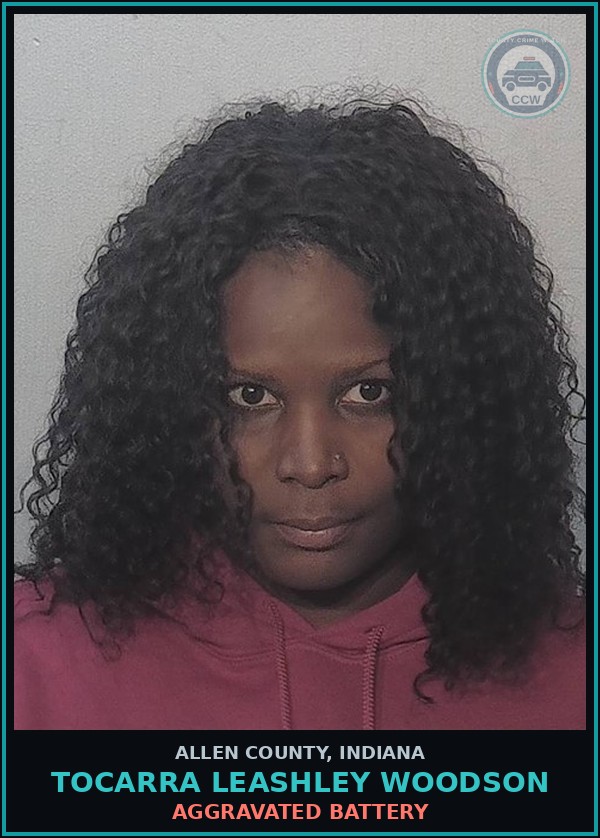 Booking mugshot of Tocarra Leashley Woodson in Allen County