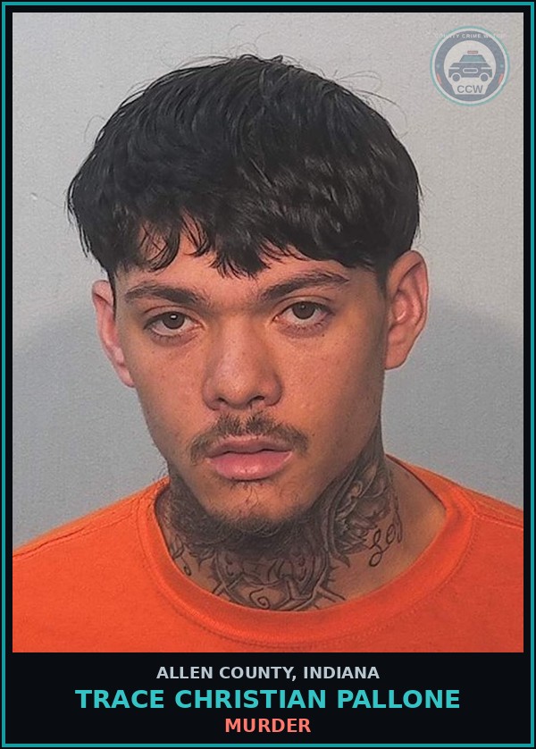 Booking mugshot of Trace Christian Pallone in Allen County