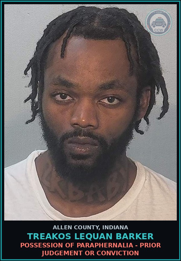 Booking mugshot of Treakos Lequan Barker in Allen County