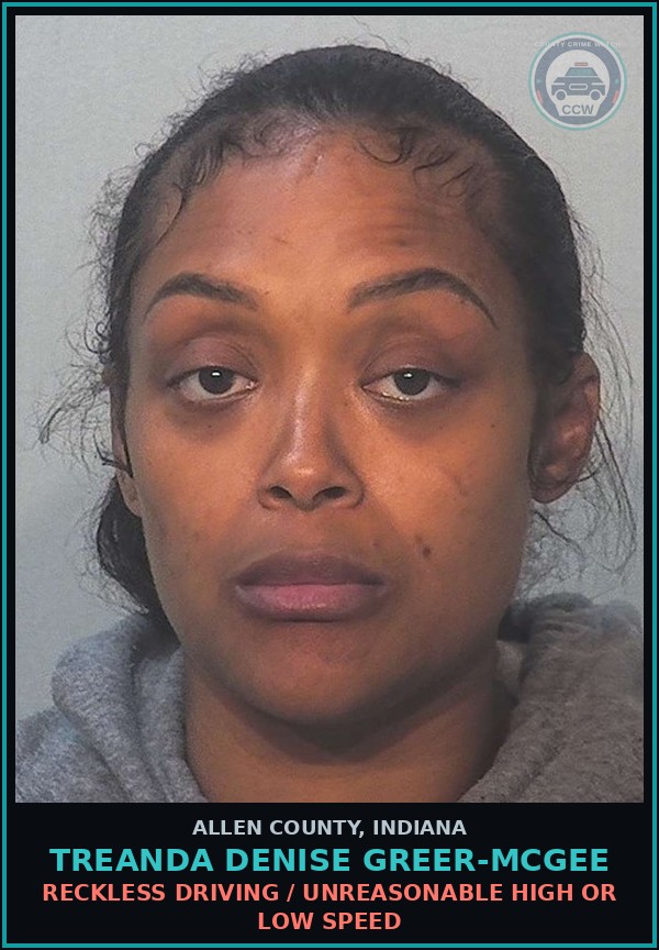 Booking mugshot of Treanda Denise Greer-Mcgee in Allen County