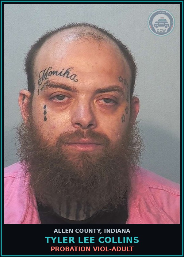 Booking mugshot of Tyler Lee Collins in Allen County